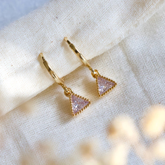 CZ Triangle Huggie Earrings