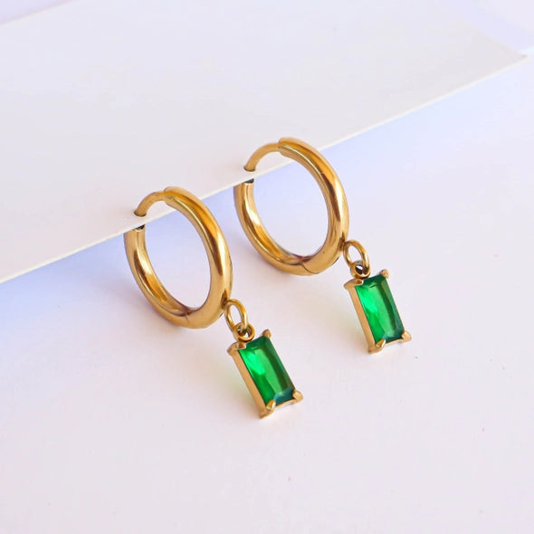 Emerald Green Small Hoops